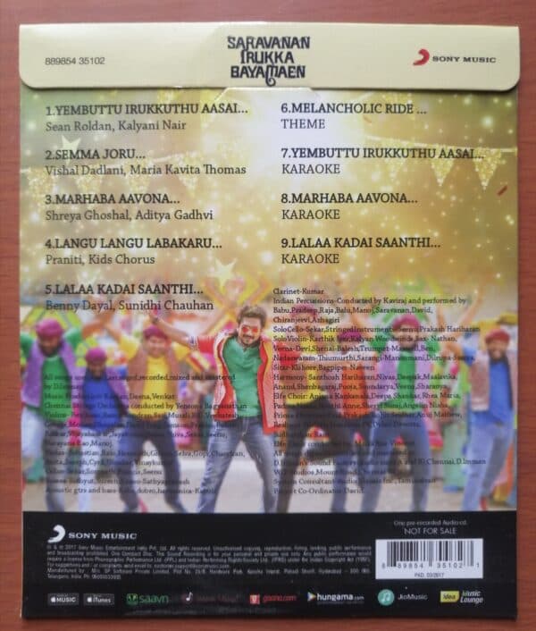 SARAVANAN IRUKKA BAYAMAEN - D.Imman Tamil Audio Cd (FACTORY SEALED PACK) - Image 2