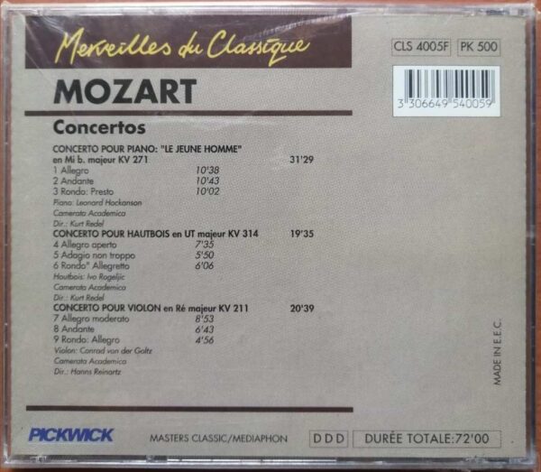 MOZART CONCERTOS - Imported Symphony Album Audio Cd - Image 2