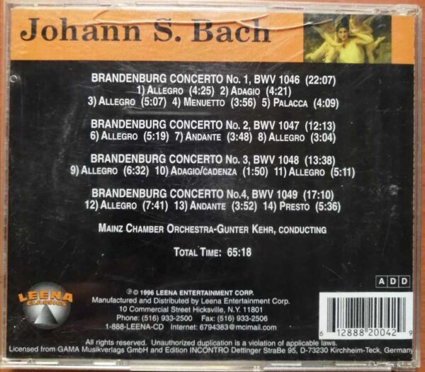 JOHANN S. BACH BRANDENBURG CONCERTO NOS 1-4 - Imported Symphony Album Audio Cd - Image 2