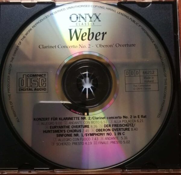 WEBER CLARIENT CONCERTO NO. 2 - 'OBERON OVERTURE - Imported Symphony Album Audio Cd - Image 2