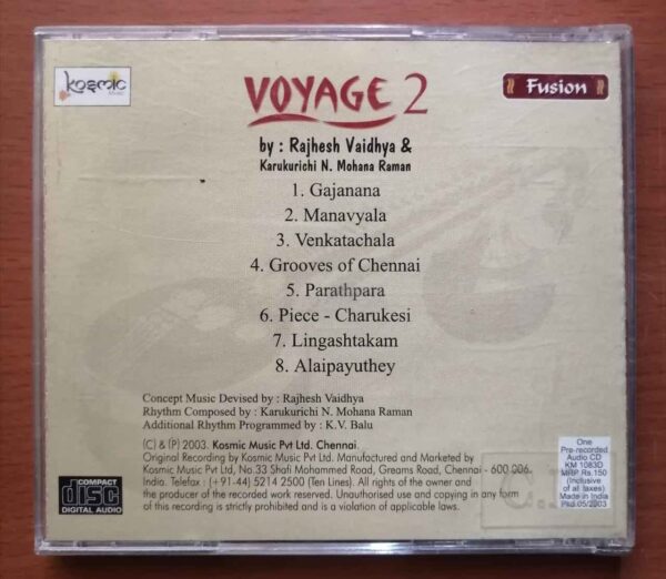 VOYAGE 2 - Rajesh Vaidhya & N. Mohana Raman Instrumental Audio Cd - Image 2