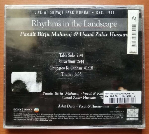 RHYTHMS IN THE LANDSCAPE - Pandit Birju Maharaj & Ustad Zukir Hussain Audio Cd - Image 2