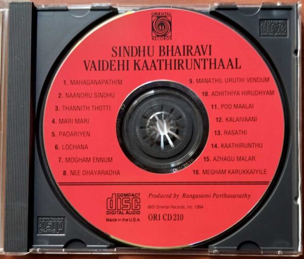 SINDHU BHAIRAVI / VAIDEHI KAATHIRUNDAL - Ilaiyaraaja Imported Oriental Audio Cd (USA EDITION) - Image 2