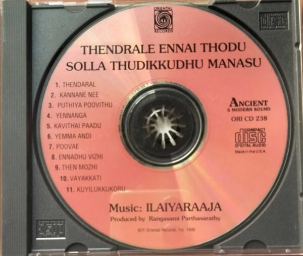 THENDRALE ENNAI THODU / SOLLA THUDIKKUDHU MANASU - Imported Ilaiyaraaja Oriental Audio Cd (USA EDITION) - Image 2