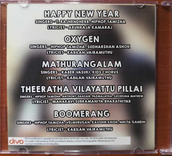 KAVAN - Hip Hop Thamizha Tamil Audio Cd (PROMOTIONAL NFS COPY) - Image 3